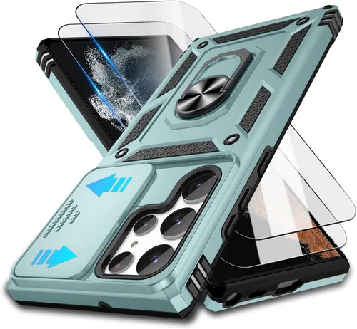 Miniatura 103 de ATUMP Funda para OnePlus Nord N200 5G con protector de pantalla HD con cubierta para cámara deslizante, soporte de anillo de rotación de 360°