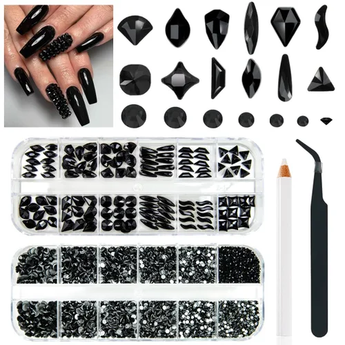 Miniatura 17 de qiipii Diamantes de imitación para uñas de amatista púrpura de múltiples formas de cristal con base plana K9, piedras de vidrio púrpura claro, gemas