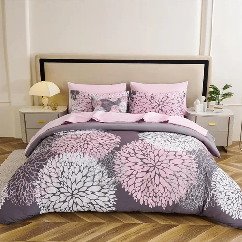 Miniatura 19 de Koniroom Juego de Edredón Twin - Juego de Edredón Floral Reversible Tamaño Twin, 2 Piezas Bonito Juego de Cama Twin de Flores y Plantas para Todas