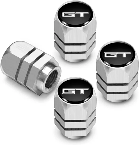 Miniatura 5 de iPick Image Para Ford Mustang GT en negro sobre negro con forma hexagonal de aluminio tapas de vástago de válvula de neumático