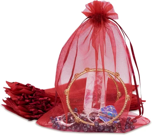 Miniatura 23 de TheDisplayGuys - Paquete de 48 bolsas de regalo de organza transparente negra de 2 x 2-3/4 pulgadas con cordón, bolsas de regalo para joyas, bolsas