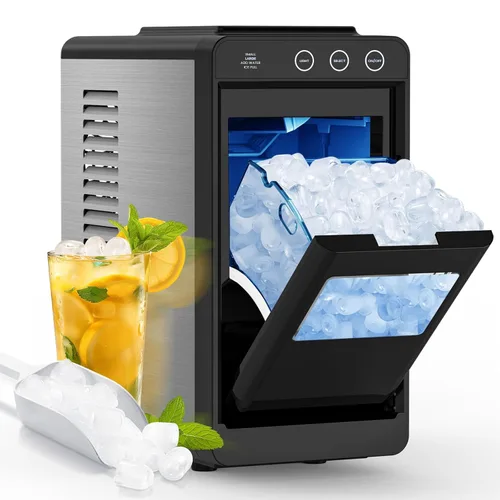 COWSAR Máquina de hielo portátil con autolimpieza, 26 libras/24 horas, 8 cubos en 6 minutos, máquina de hielo comercial compacta silenciosa para