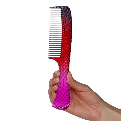 Miniatura 18 de Allegro Combs #1004 - Peine desenredante de dientes anchos irrompible, acabado brillante galvanizado degradado, peine de mango para cabello natural