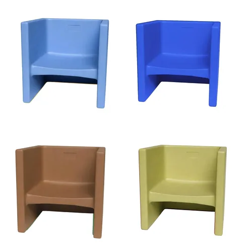Sillas Cúbicas de Children's Factory, Juego de 4, Woodland CF910-047, Muebles para Aula, Asiento Flexible para Guardería y Preescolar para Niños,