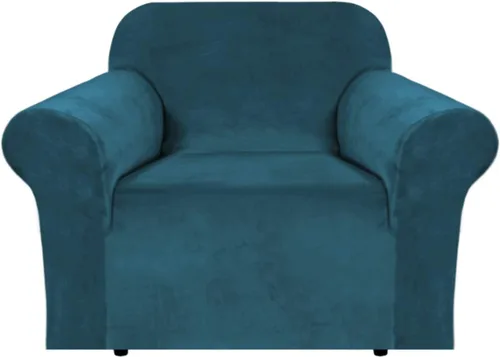 Miniatura 86 de H.VERSAILTEX Funda de terciopelo elástico para sillón, funda para sillón de 1 cojín para sala de estar, funda de muebles hecha de terciopelo grueso
