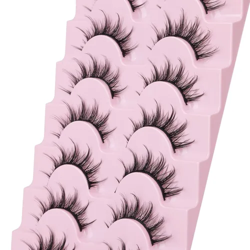 Miniatura 4 de EYDEVRO - Pestañas postizas de manga de aspecto natural, pestañas de anime, de visón, finas, esponjosas, puntiagudas, con volumen 3D, aspecto