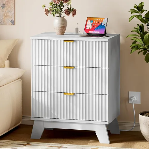 Miniatura 57 de BORNOON Cómoda alta de 46" para dormitorio, cómoda de 6 cajones acanalados, cómoda moderna de madera con almacenamiento profundo, correderas