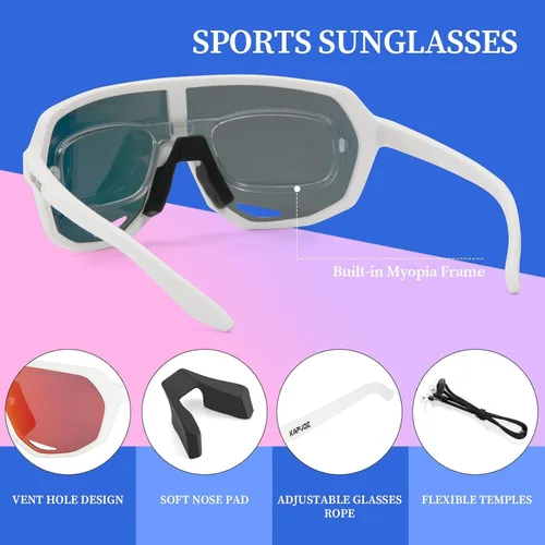 Miniatura 5 de KAPVOE Gafas de béisbol juveniles de 8 a 14 años de edad para niños, lentes de sol polarizadas para softbol y ciclismo, cara pequeña para adultos