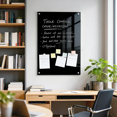 Miniatura 9 de Pizarra negra de borrado en seco, 61 x 46 cm, pizarra de vidrio magnética sin marco para montar en la pared, para oficina, escuela y hogar, con 1