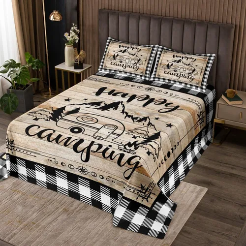 Miniatura 10 de Erosebridal Juego de edredón de oso tamaño individual, juego de colcha de animales de la selva para niños y niñas, juego de ropa de cama retro