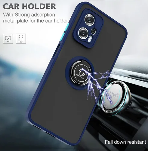 Miniatura 4 de QUIETIP Funda para Xiaomi Poco X4 GT, TPU + PC duro a prueba de golpes, anillo magnético para montaje en coche, cubierta de parachoques con 2 Negro
