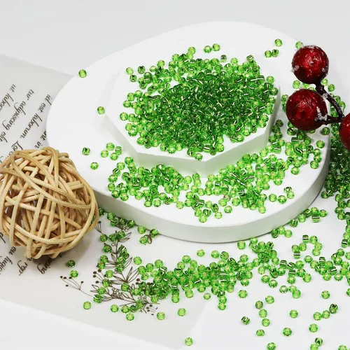 Miniatura 109 de Cuentas de semillas doradas transparentes de 4 mm al por mayor para hacer joyas, 110 gramos, aproximadamente 1600 piezas, cuentas de vidrio 6/0