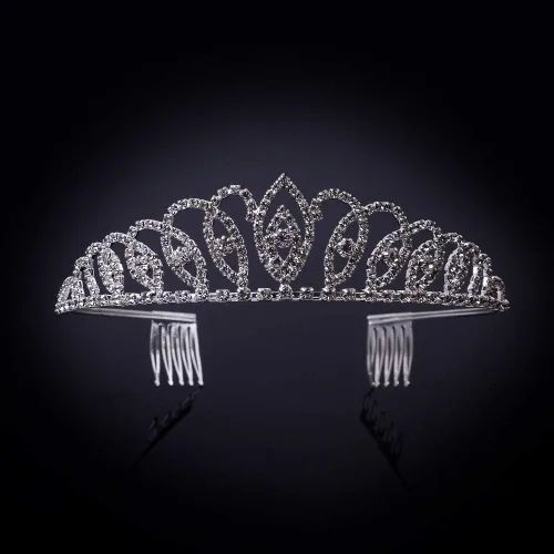 Miniatura 2 de Bseash - Diadema de tiara de cristal plateado, corona elegante de princesa con peines para mujeres y niñas, novia, boda, graduación, fiesta