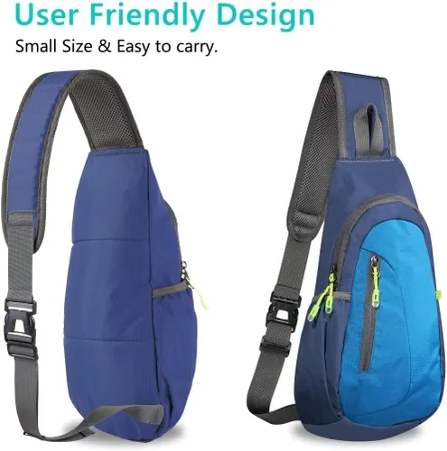Miniatura 3 de TITECOUGO Bolso bandolera pequeño, mochila cruzada ligera para hombres y mujeres, bolsa de hombro para deportes y exteriores Azul marino/azul