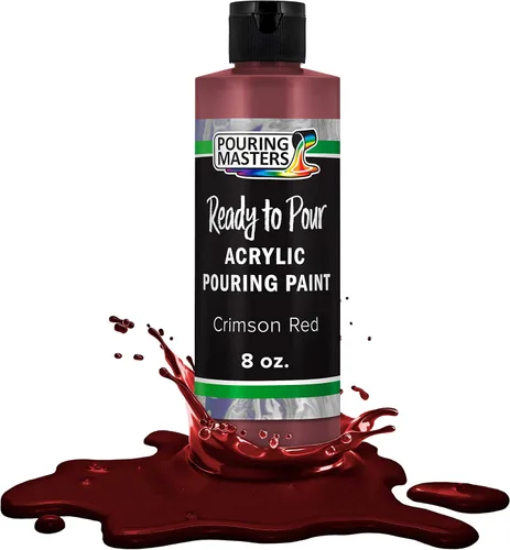 POURING MASTERS Pintura Acrílica Roja Carmesí Lista para Verter - Premium de 8 Onzas Premezclada a Base de Agua - para Lienzo, Madera, Papel, Rojo