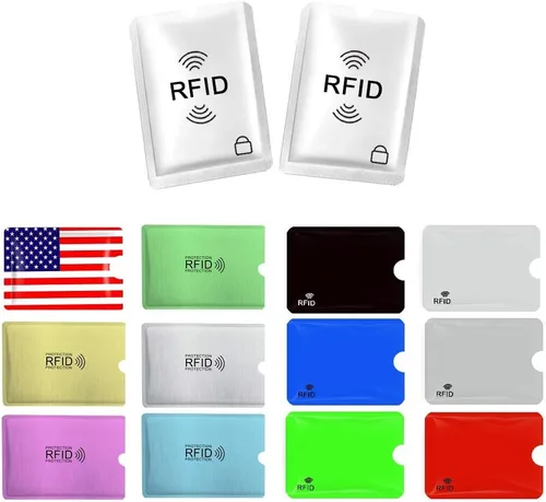 Funda para tarjeta de crédito, 14 unidades, fundas RFID para tarjetas de crédito para protección contra robo de identidad (juego de 12 fundas