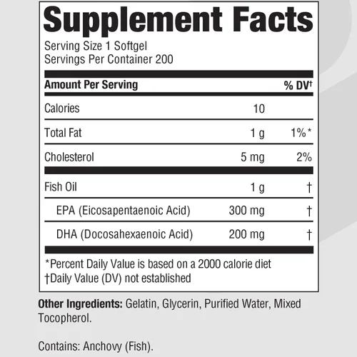 Miniatura 2 de Suplemento EPA DHA Omega 3 300 mg EPA 200 mg DHA por porción Aceite de pescado Omega 3 ácidos grasos para mujeres y hombres Aceite de pescado