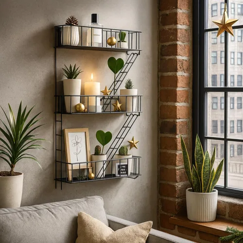 Miniatura 5 de Estante de Pared de Escape de Incendios - Estante Flotante Decorativo de Nueva York - Estante de Escalera de Arte de Pared - Estantes de Baratijas