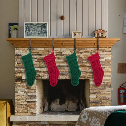 Miniatura 7 de Sfcddtlg 4 soportes de calcetines de Navidad para manto, ganchos ajustables para calcetines de chimenea, ganchos de metal para decoración de Navidad