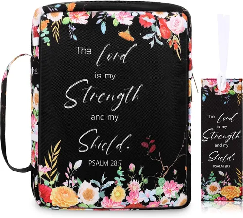 Miniatura 9 de Laumoi Funda para la Biblia para mujer, funda de Biblia floral de 10 pulgadas, bolsa protectora portátil para suministros de estudio bíblico, Varios