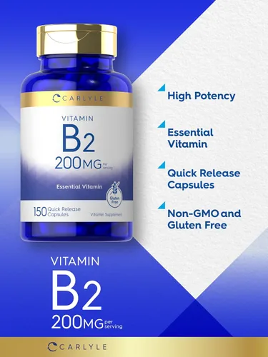Miniatura 4 de Carlyle Vitamina B2 200 mg 150 unidades Riboflavina Suplemento esencial sin OMG y sin gluten