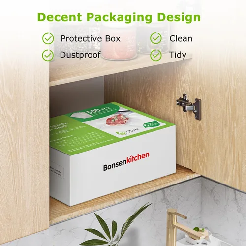 Miniatura 5 de Bonsenkitchen Bolsas selladoras al vacío precortadas, 500 bolsas tamaño Pint de 6" x 9", bolsas selladoras de alimentos, grado comercial, sin BPA