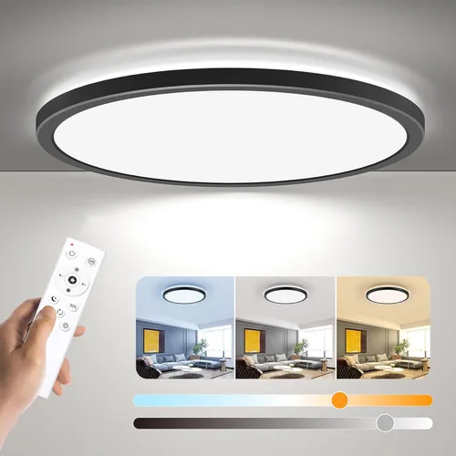 Miniatura 14 de BLNAN Lámpara de techo LED regulable con control remoto, 12 pulgadas, 3000 K-6500 K, color de luz ajustable, moderna lámpara de techo ultrafina