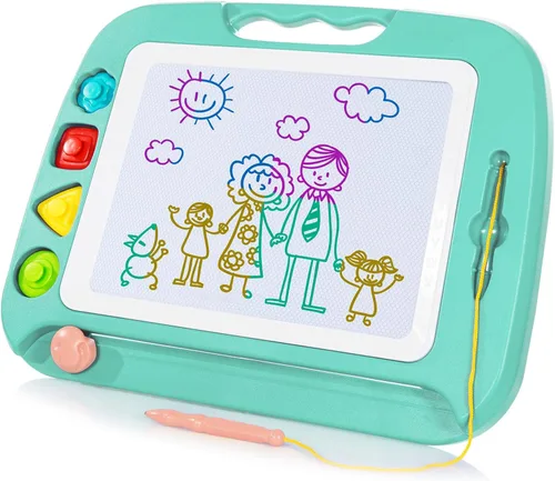 SGILE -Pizarra magnética para dibujar grande de 4 colores y con 4 sellos, juguete para aprendizaje, regalo para niños mayores de 36 meses, 16x13