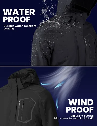 Miniatura 4 de Ewedoos Chaquetas de esquí de nieve para mujer con capucha desmontable, resistente al viento, chaqueta de snowboard de invierno para mujer