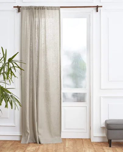 Miniatura 11 de Solino Home Cortina de lino europeo color beige, 52 x 96 pulgadas, filtro de luz, con bolsillo para barra, 96 pulgadas, 100% lino puro, tratamiento