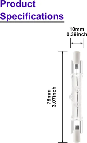 Miniatura 7 de R7S - Paquete de 6 bombillas halógenas R7S T3 de 3.071 in, 100 W, 120 V, tipo J, 120 voltios, bombilla halógena con larga vida útil, bombilla
