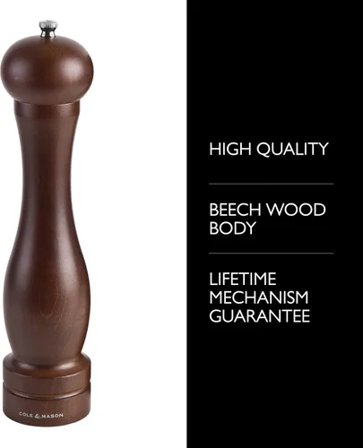 Miniatura 2 de Cole and Mason Forest Capstan molinillo de pimienta (12.5 pulgadas) de madera de haya oscura, Pepper, Madera