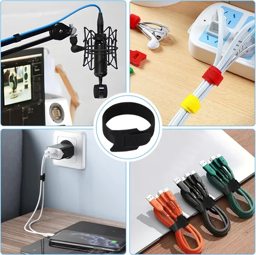 Miniatura 2 de 70 bridas para cables de 6 pulgadas, reutilizables, ajustables, organizadores de cables, correas de cable, envolturas de cables y correas de gancho