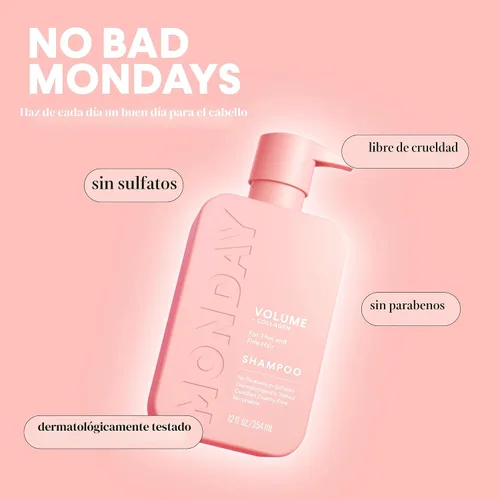 Miniatura 6 de MONDAY HAIRCARE VOLUME Champú con colágeno hidrolizado y aceite de macadamia para cabello fino, fino y plano, 12.0 fl oz