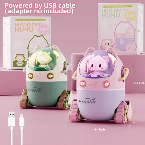 Miniatura 7 de Mini humidificador USB de 7.4 fl oz con luz nocturna LED, pequeño y lindo humidificador en adorable muñeca para niños, plantas, dormitorio, oficina