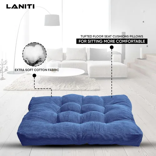Miniatura 4 de LANITI Cojines de suelo extra grandes de 24 pulgadas para adultos, almohada cuadrada de meditación, máxima comodidad, almohadas de gran