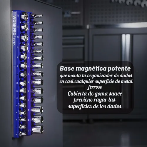 Miniatura 5 de WORKPRO 32 llaves métricas de 3/8 pulgadas y trinquete, incluyendo 30 enchufes métricos profundos y poco profundos, 0.236-0.787 in con organizador