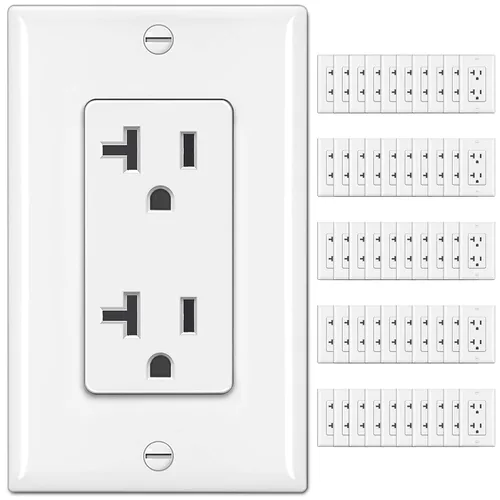 Miniatura 12 de BESTTEN Paquete de 20 tomas de corriente decoradora de pared de 15 amperios, no resistente a manipulaciones, placa de pared incluida