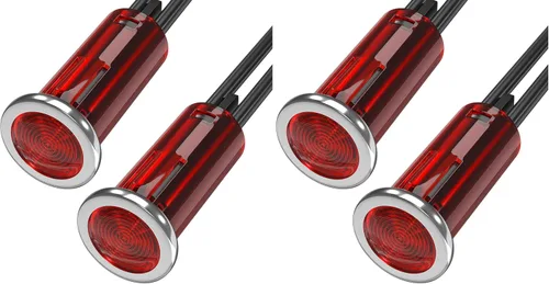 Miniatura 7 de DaierTek Luz Indicadora LED de 1/4" 12 Voltios 6mm 12V Lámpara Piloto Roja IP67 Impermeable Material de Aluminio Metal Bisel Negro Marino con Cables