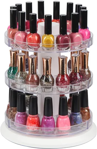 J JACKCUBE DESIGN Soporte giratorio de acrílico para esmalte de uñas, estante giratorio con capacidad para 69 a 117 botellas, organizador de 3