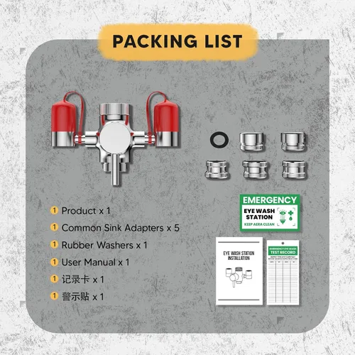 Miniatura 10 de Estación de lavado de ojos montada en grifo con tapa, estación de lavado de ojos de emergencia, kit de accesorio de grifo para laboratorio, fábrica