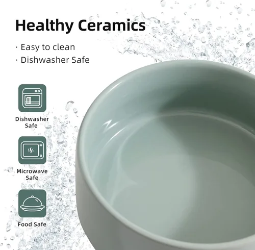 Miniatura 3 de Havniva Cuencos de agua para gatos, juego de dos, cuencos de cerámica de 5.1 pulgadas para comida y agua para gatos, cuencos de comida para mascotas