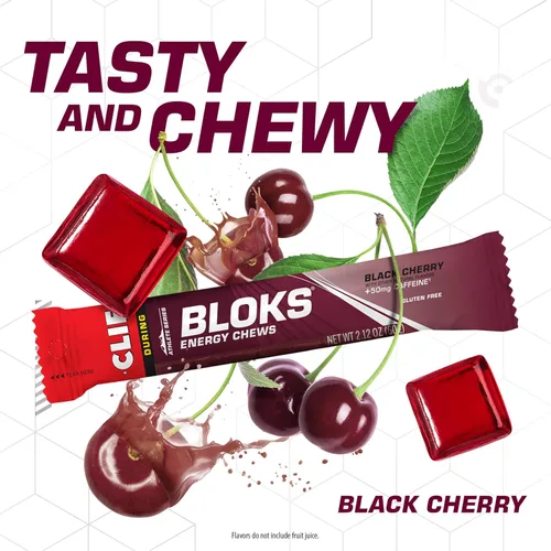 Miniatura 3 de CLIF BLOKS - Sabor a Cereza Negra con Cafeína - Gomitas Energéticas - Sin OMG - A Base de Plantas - Combustible Rápido para Ciclismo y Carrera