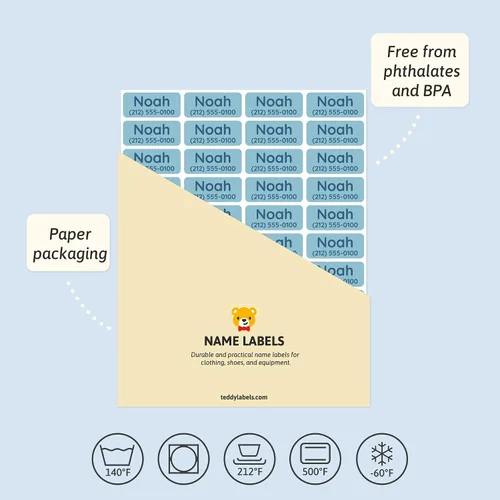Miniatura 4 de TeddyLabels - Etiquetas de ropa para hogar de ancianos (120) – Etiquetas adhesivas con nombre para ropa y artículos personales. Etiquetas Azul