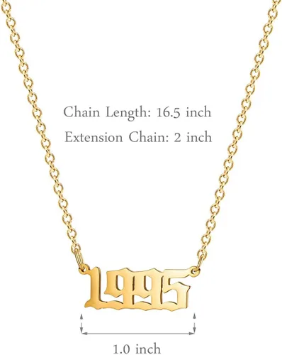 Miniatura 6 de Collar de acero inoxidable chapado en oro de 18 quilates con número de cumpleaños, aniversario, joyería memorable para mujeres y niñas, Metal, No