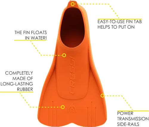 Miniatura 3 de Cressi Aletas de natación flotantes cortas para aprender a nadar - Para niños de 1 año en adelante - Mini Light: diseñadas en Italia Naranja