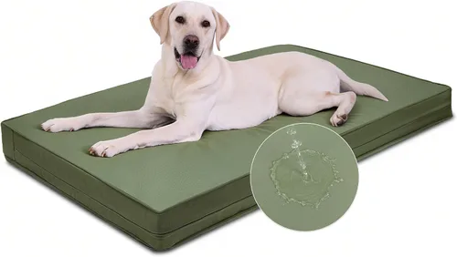 Miniatura 13 de Vonabem Cama Grande para Perro Impermeable Lavable Almohadilla XL para Jaula de 42 pulgadas, Camas para Mascotas de Cuero Duradero para Exteriores