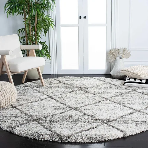Miniatura 23 de SAFAVIEH Hudson Shag Collection - Alfombra decorativa de 2 x 3 pies, color beige y marfil, diseño moderno de enrejado, no desprende pelusa