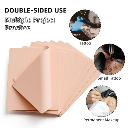 Miniatura 3 de 10 piezas de piel de práctica de tatuajes en blanco de 0.039 pulgadas de grosor, piel falsa de doble cara de 8 x 6 pulgadas, hojas de silicona