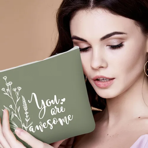Miniatura 7 de Coume 30 piezas de regalo de agradecimiento de graduación para mujeres, bolsa de maquillaje de lona inspiradora, bolsas de cosméticos motivacionales